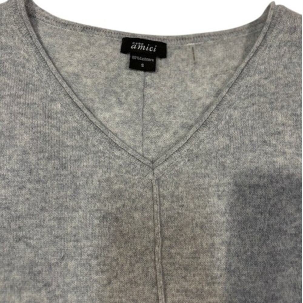 AMICI Pure Women's 100% Cashmere Sweater SMALL V Neck Fringe 3/4 Dolman Sleeve - Picture 8 of 9
